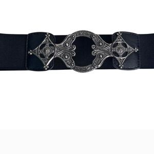 Chico's Black Belt with Silver Buckle